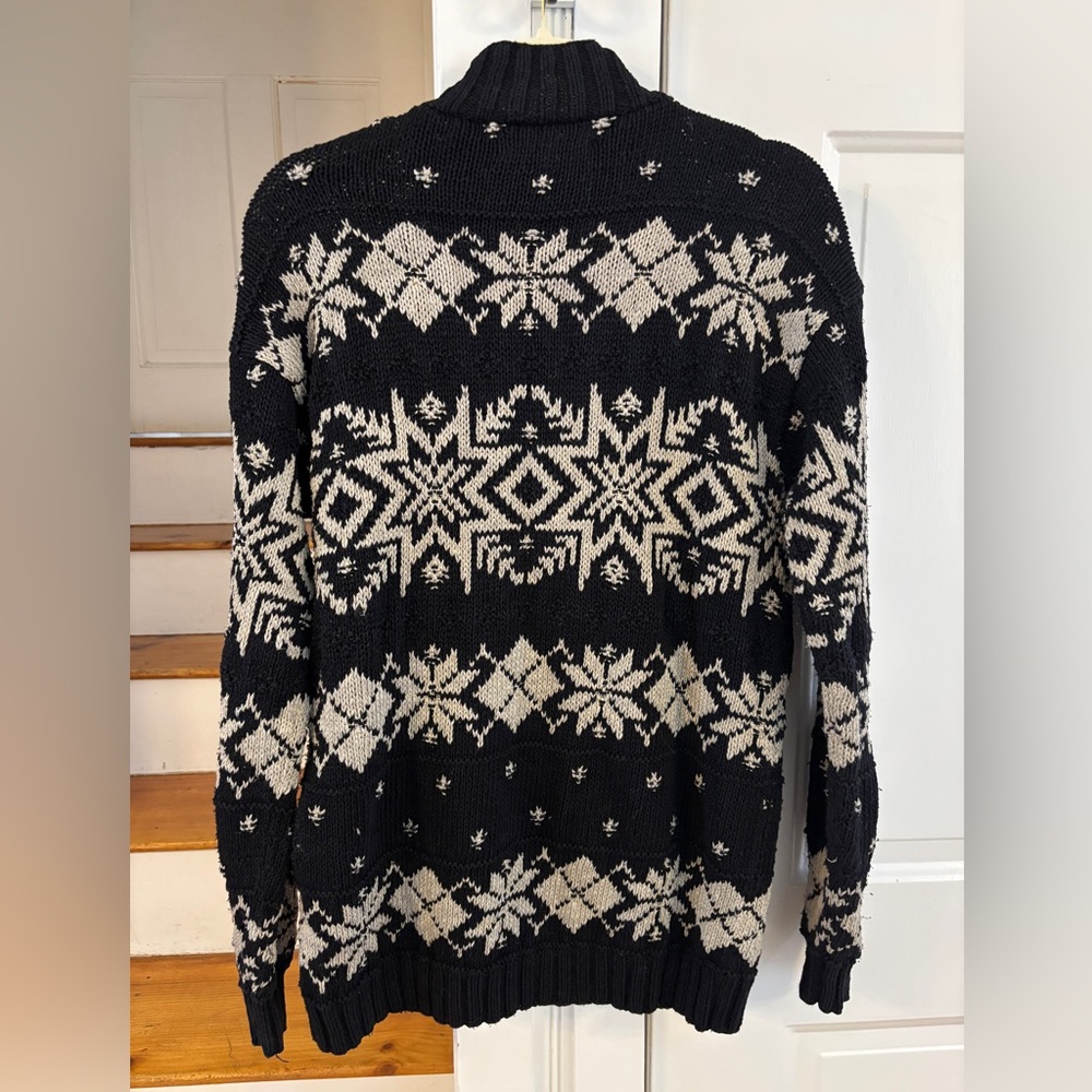 Ralph Lauren Sweater, Hand Knit, Wool, Linen Snowflake, Winter, black and Cream - Picture 4 of 5